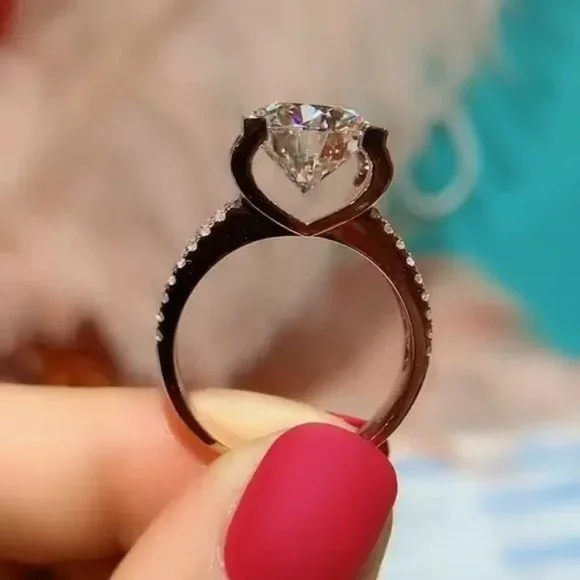 💍Crystal Pure Zircon Rose Gold Luxury Chunky Ring for Women, UNVN12256